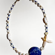 Lapis Lazuli Topaz Baroque Pearl Beaded Necklace — Object of Power, Royal Blue Period No. 1 | M.M. Artifacts