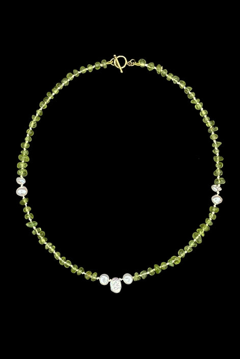 Peridot Baroque Pearl Beaded Necklace — Object of Clarity, Green Period No. 10 | M.M. Artifacts