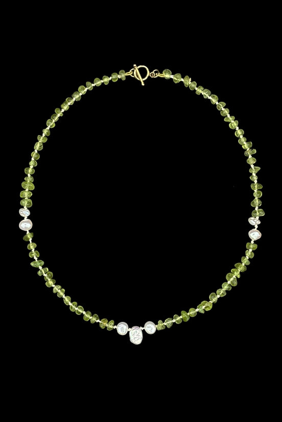 Peridot Baroque Pearl Beaded Necklace — Object of Clarity, Green Period No. 10 | M.M. Artifacts