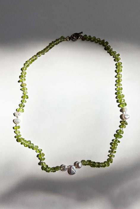 Peridot Baroque Pearl Beaded Necklace — Object of Clarity, Green Period No. 10 | M.M. Artifacts