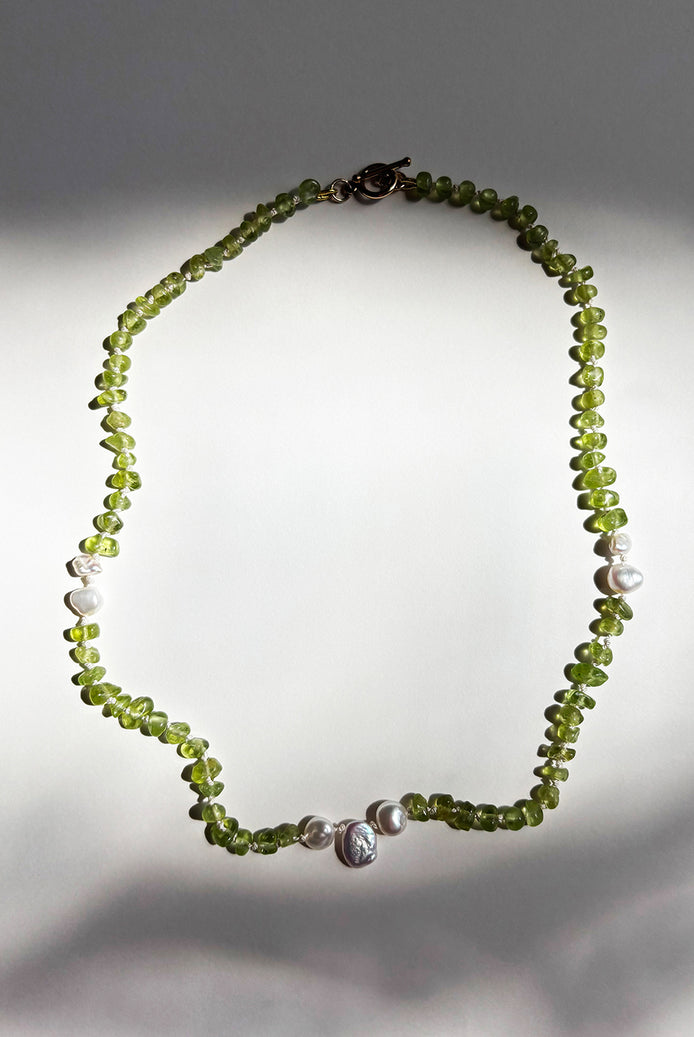 Peridot Baroque Pearl Beaded Necklace — Object of Clarity, Green Period No. 10 | M.M. Artifacts
