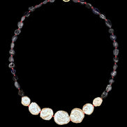 Violet Iolite Baroque Pearl Beaded Necklace — Specimen: Iolite with Graduated Lunar Arc No. 11 | M.M. Artifacts