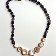 Violet Iolite Baroque Pearl Beaded Necklace — Specimen: Iolite with Graduated Lunar Arc No. 11 | M.M. Artifacts