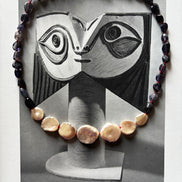 Violet Iolite Baroque Pearl Beaded Necklace — Specimen: Iolite with Graduated Lunar Arc No. 11 | M.M. Artifacts