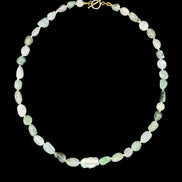 Green Jade Freshwater Pearl Beaded Necklace — Specimen: Pale Jade with Single Baroque Moon No. 13 | M.M. Artifacts