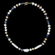 Baroque Pearl Lapis Lazuli Beaded Necklace — Study in Pearl and Lapis: Three Movements No. 2 | M.M. Artifacts