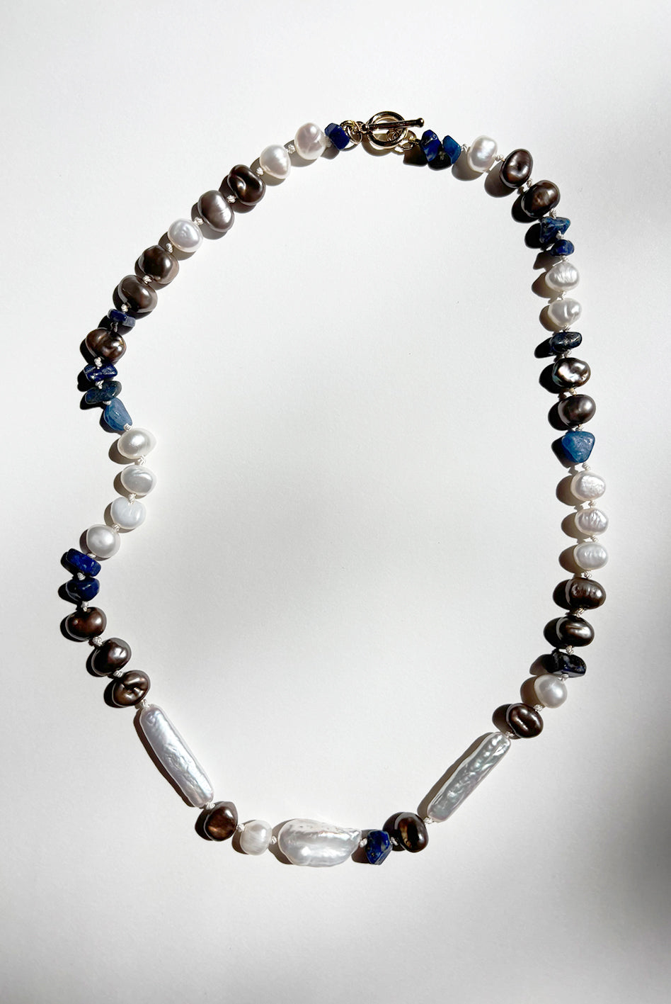 Baroque Pearl Lapis Lazuli Beaded Necklace — Study in Pearl and Lapis: Three Movements No. 2 | M.M. Artifacts