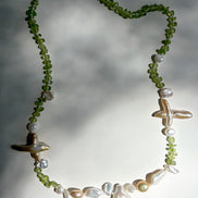Baroque Pearl Peridot Beaded Necklace — Vernal Study No. 3 | M.M. Artifacts