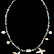 Blue Apatite Freshwater Pearl Beaded Necklace — Study in Apatite and Suspended Pearl No. 4 | M.M. Artifacts