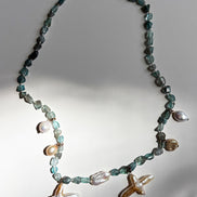 Blue Apatite Freshwater Pearl Beaded Necklace — Study in Apatite and Suspended Pearl No. 4 | M.M. Artifacts