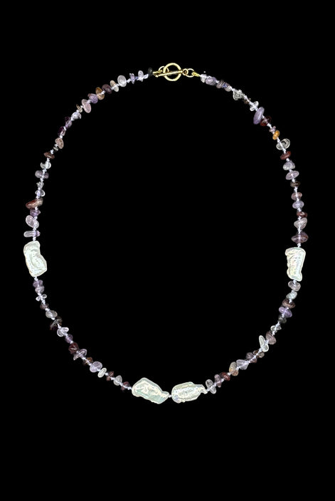 Amethyst Baroque Pearl Beaded Necklace — Study in Violet and Pearl No. 7 | M.M. Artifacts