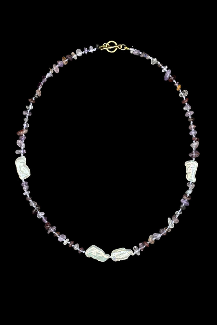 Amethyst Baroque Pearl Beaded Necklace — Study in Violet and Pearl No. 7 | M.M. Artifacts