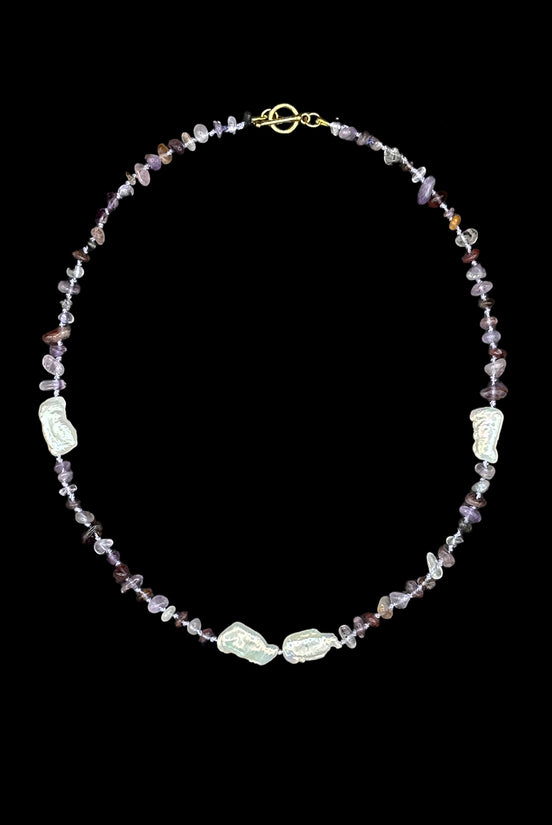 Amethyst Baroque Pearl Beaded Necklace — Study in Violet and Pearl No. 7 | M.M. Artifacts