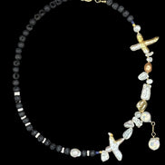 Black Lava Baroque Pearl Beaded Necklace — Study in Contrast: Fire and Sea No. 9 | M.M. Artifacts