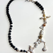Black Lava Baroque Pearl Beaded Necklace — Study in Contrast: Fire and Sea No. 9 | M.M. Artifacts